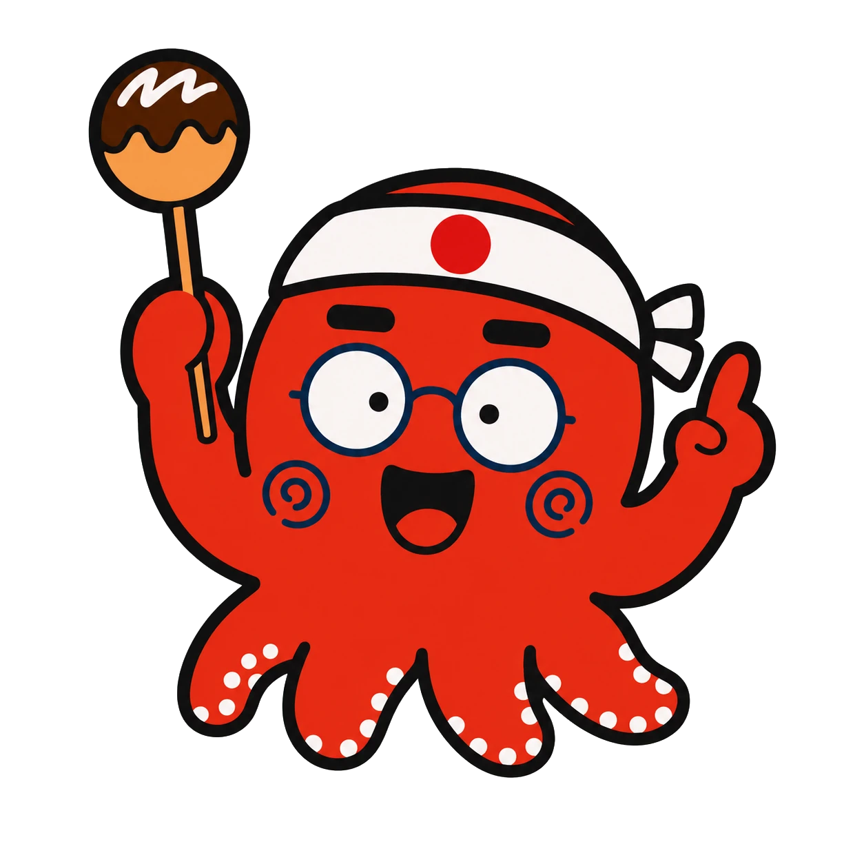 眼鏡をかけたたこ先生のイラスト